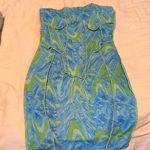 Tie-die Strapless Dress